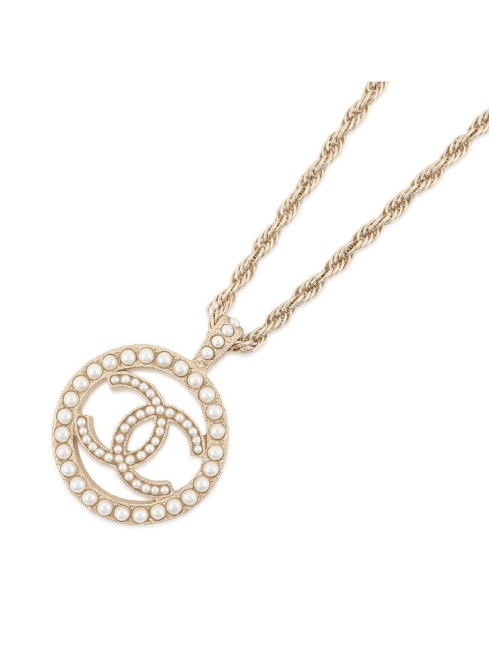 Chanel Necklace Cc Logo Circle Faux Pearl